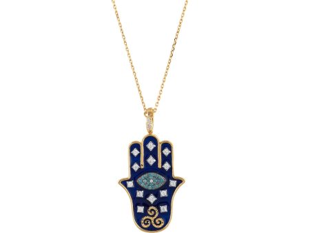 FATIMA S HAND M BLUE  DIAMOND NECKLACE Fashion