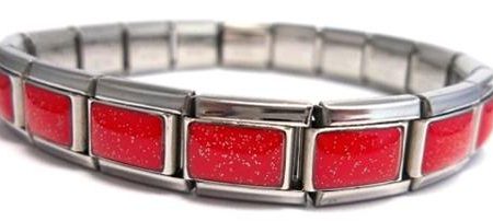 Red Glitter 9mm Italian Charm Starter Bracelet Cheap