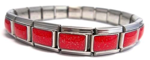 Red Glitter 9mm Italian Charm Starter Bracelet Cheap