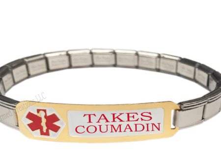 Takes Coumadin Medical Alert 9mm Italian Charm Starter Bracelet For Sale