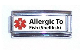 Allergic To Fish (Shellfish) Medical Alert Super Link Charm For 9mm Italian charm Bracelets Fashion