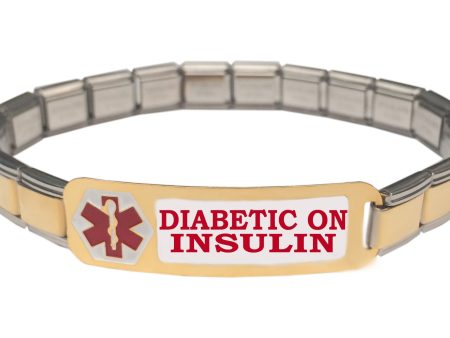 Diabetic On Insulin Medical Alert 9mm Italian Charm Starter Bracelet Supply