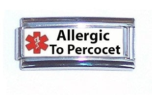 Allergic To Percocet Medical Alert Super Link Charm For 9mm Italian charm Bracelets Online