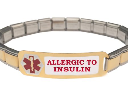 Allergic To Insulin Medical Alert 9mm Italian Charm Starter Bracelet For Cheap