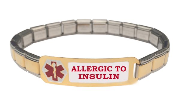 Allergic To Insulin Medical Alert 9mm Italian Charm Starter Bracelet For Cheap