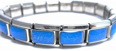 Blue Glitter 9mm Italian Charm Starter Bracelet Hot on Sale