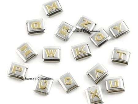 Puffy Gold Initial Letters 9mm Italian charm Online now