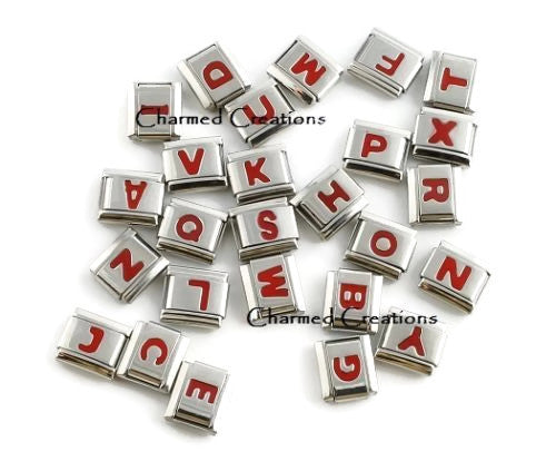 Red Initial Letters 9mm Italian charm Sale