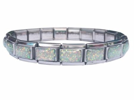 Aurora Borealis Glitter 9mm Italian Charm Starter Bracelet Cheap