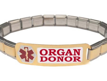 Organ Donor Medical Alert 9mm Italian Charm Starter Bracelet Discount