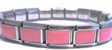 Pink Enamel 9mm Italian Charm Starter Bracelet For Sale