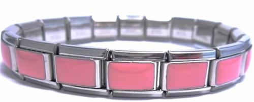 Pink Enamel 9mm Italian Charm Starter Bracelet For Sale