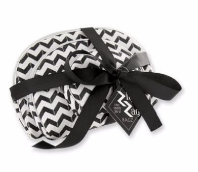 3pc Chevron Cosmetics Case In Black Cheap