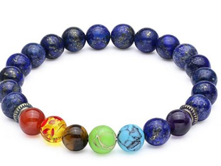 7 Stone Chakra Stretch Bracelet With Lapis Lazuli Band Online