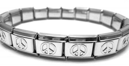 Peace Sign Shiny 9mm Italian Charm Starter Bracelet Discount