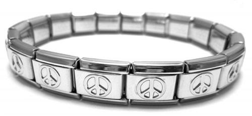 Peace Sign Shiny 9mm Italian Charm Starter Bracelet Discount