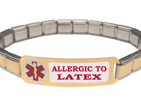 Allergic To Latex Medical Alert 9mm Italian Charm Starter Bracelet Hot on Sale