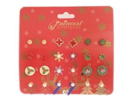 12-Pair Assorted Christmas Stud Earrings Set Online