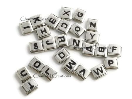 Black Initial Letters 9mm Italian charm Sale