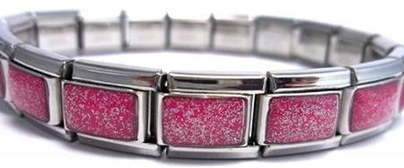 Pink Glitter 9mm Italian Charm Starter Bracelet Hot on Sale