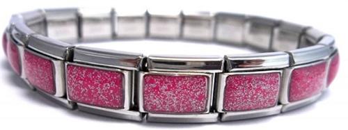 Pink Glitter 9mm Italian Charm Starter Bracelet Hot on Sale