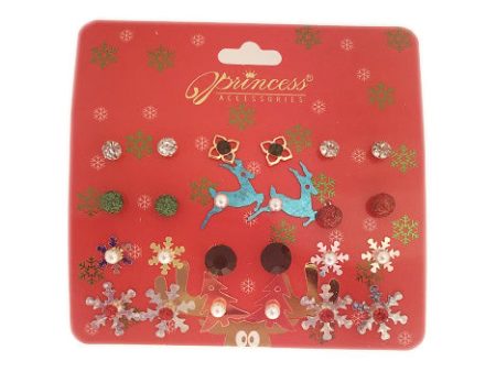 12-Pair Assorted Christmas Stud Earrings Set Supply