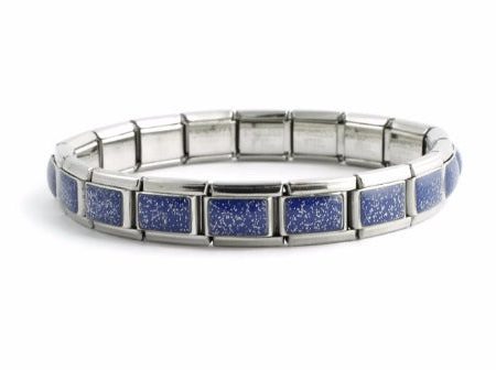 Dark Blue Glitter 9mm Italian Charm Starter Bracelet Online now