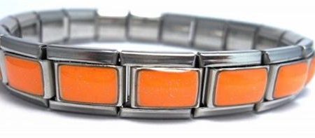 Orange Glitter 9mm Italian Charm Starter Bracelet Hot on Sale