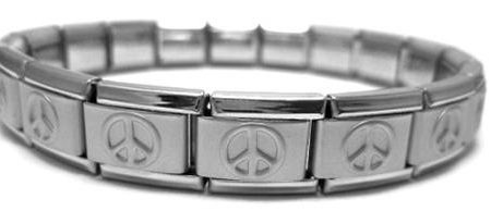 Peace Sign Matte 9mm Italian Charm Starter Bracelet Cheap