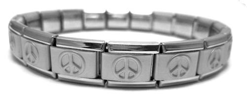 Peace Sign Matte 9mm Italian Charm Starter Bracelet Cheap