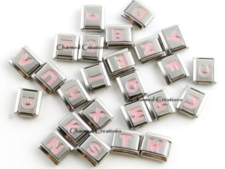 Pink Initial Letters 9mm Italian charm on Sale