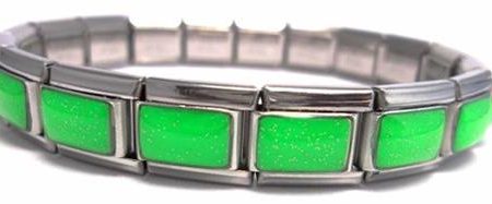 Neon Green Glitter 9mm Italian Charm Starter Bracelet Cheap