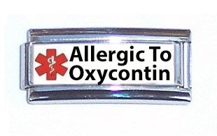 Allergic To Oxycontin Medical Alert Super Link Charm For 9mm Italian charm Bracelets Fashion