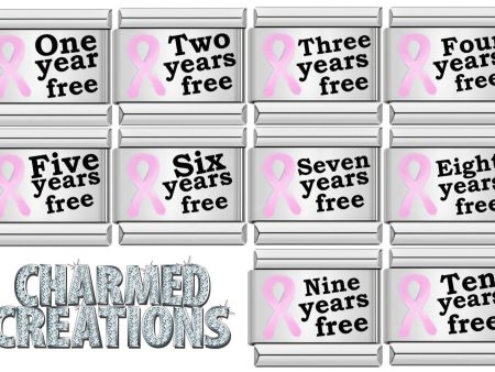 Pink Ribbon Breast Cancer Awareness 9mm Italian Charms Laser Etched on Sale