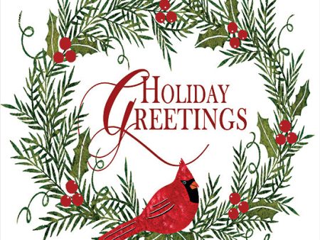 LS1808 - Holiday Greetings Cardinal Wreath I - 12x12 Online Sale