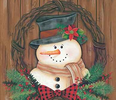 KEN1083 - Primitive Snowman Wreath - 12x18 Online Hot Sale